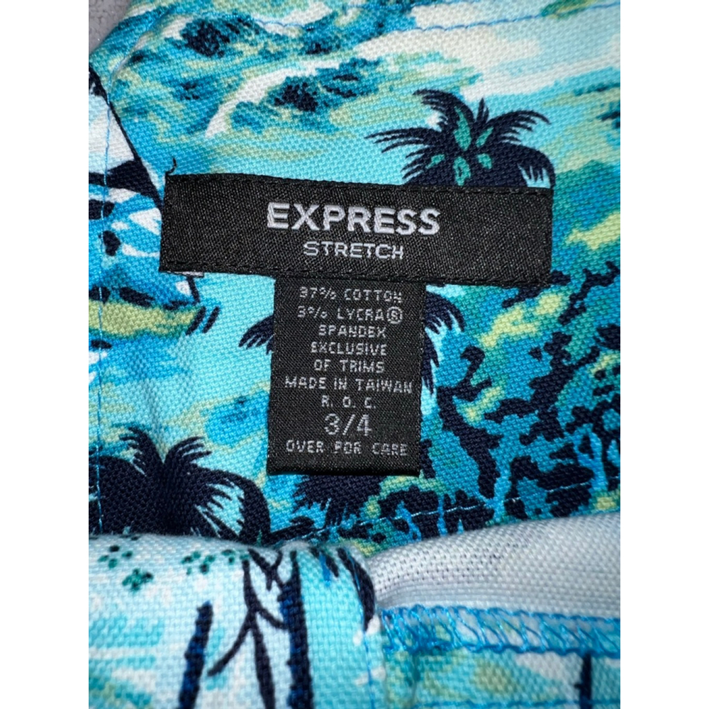 VTG EXPRESS Blue Green Palm Tree low rise Shorts Juniors 3 - Picture 8 of 8